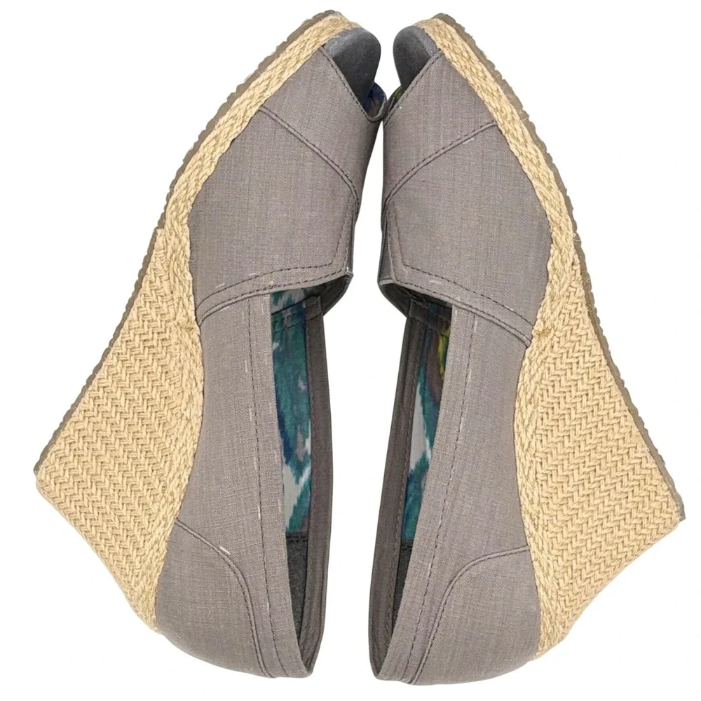 Skechers‎ Parallel Grey Textile Espadrille 3 in Wedge Peep Toe Sandals Women's 8